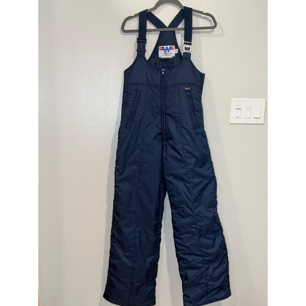 VTG White Fir Mens Blue Insulated Ski Bibs Overalls Padded Snow Pants 34 x 30